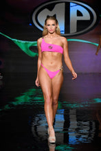 Load image into Gallery viewer, Pink 2- Piece Halter Crystal Diamond Bikini
