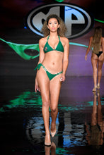 Load image into Gallery viewer, Green 2- Piece Halter Crystal Diamond Bikini
